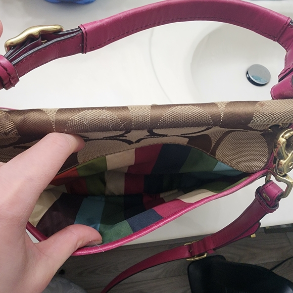 Coach Brown and Pink Signature Bag - Picture 4 of 10